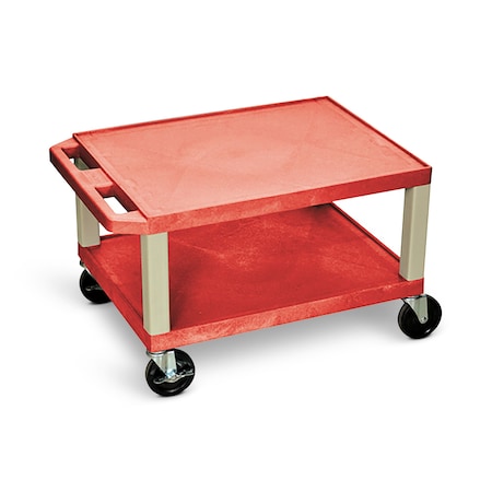 Luxor 16"H AV Cart - Two Shelves - Red WT16R